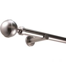 Gardinenstange Auf Maß 25mm 1-läufig Edelstahl-optik Mit Kugel - Serie Style 280cm