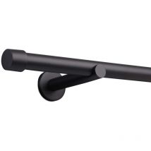 Gardinenstange Auf Maß 25mm 1-läufig Schwarz-matt Mit Kappe - Serie Style 220cm