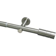 Bastone per Tende "Zylinder", Set Completo incl. Materiale di Montaggio, Lunghezza 100-190 cm, Effetto Acciaio Inox, Metallo, ø 22/25 mm - Gardinia