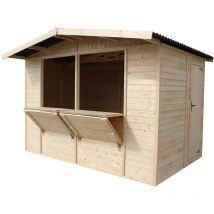 Abri de Jardin en Bois Gardiun Laia Kiosque 8,84 m² 336x263x232 cm en Panneaux de Bois avec Comptoir
