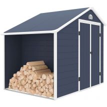 Abri de Jardin Résine Gardiun Sylvana b 5 m² 260x192x226 cm Anthracite avec Range Bûches Extérieur