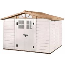 Gartenhaus aus Harz Gardiun Tuscany Evo 280 8 m² 261x309x225 cm Weiß/Beige