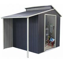 Gartenhaus aus Metall Gardiun Nottingham Mit Veranda 3,78 m² Außenfläche 293x129x229 cm Verzinkter Stahl Grau Anthrazit