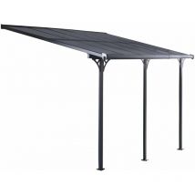 Gardiun - Gazebo Pergola a Parete Elliot - 18,8 m² 619x305x227/272 cm Alluminio e Policarbonato
