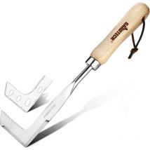 Gardtech - Fugenkratzer mit Holzgriff Unkrautstecher Edelstahl Multifunktionaler Fugenkratzer zum Entfernen von Moos und Unkraut Gärtner