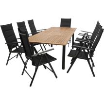 Garnitur Saronno 9-teilig, Alu + Akazie + Kunstgewebe Schwarz