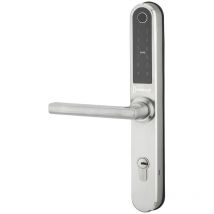 Paire de poignées connectées Intelock Multi, pour porte d'entrée, entr'axes 85mm, argent