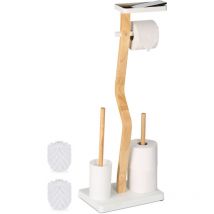 Relaxdays - Serviteur wc non fixe, avec support pour téléphone, h x l x p : 80 x 30 x 20 cm, noir et blanc