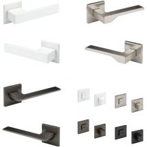 Garniture porte design, poignée porte chambre wc / salle bain aluminium: nickel mat, Poignées de porte Q02