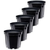 Garronda Blumentopf Kunststoff Pflanztopf Rund Kräutertopf Anzuchttöpfe Blumentopf Schwarz Für Innen Und Aussen 31cm Gd-0025 (5 Stück Schwarz, 31cm H 