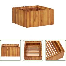 Longziming - The Living Store Garten-Hochbeet 50 x 50 x 25 cm Massivholz Akazie - Holz Hochbeet - Gartengefäß - Blumenerde - Balkonpflanzen - Terrasse