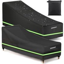 Garten-Liegestuhl-Abdeckung, 2 Stück, wasserdicht, windbeständig, UV-beständig, 420D-Oxford-Stoffbezug mit Lüftungsgittern und reflektierendem