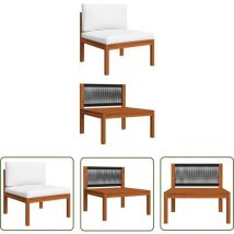 The Living Store Garten-Mittelsofa mit Auflagen Massivholz Akazie - Gartenmöbel - Holzsessel - Lounge Möbel - Esszimmerstuhl - Balkonmöbel