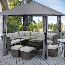 Garten Pavillon 3x3 m Wasserdicht Stabil Partyzelt, Gartenzelt mit 4 Seitenteile Reißverschluss, 180g/m2 Polyester, Grau