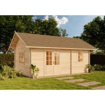 Alpholz Garten-und Freizeithaus Arizona Iso Blockhaus Aus Holz, Holzhaus Mit 44 Mm Wandstärke Inklusive Schlafboden Blockbohlenhaus