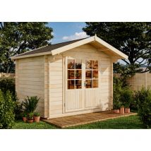 Alpholz - Garten- und Gerätehaus Roger-34 Imprägniert Gartenhaus aus Holz, Holzhaus mit 34 mm Wandstärke, Blockbohlenhaus mit Montagematerial