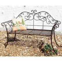Gartenbank Metall Braun Wetterfest 146 cm 2 Sitzer Parkbank 111183 Antik Eisen Sitzbank Garten Antik - Dandibo