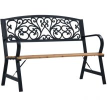 Bonnevie Gartenbank Vintage-Stil – Massivholz Sitzfläche – Gusseisen Rückenlehne – Stahlgestell – 120 x 56 x 87 cm – 110 kg max. Belastbarkeit
