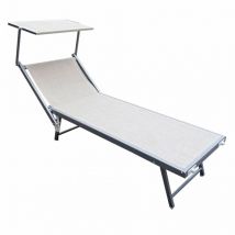 Gartenendeckstuhl im Stahlgarten mit Dach und im Rücken aus verstellbarem Gallipoli - Beige - Beige