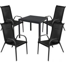 Gartengarnitur 5-teilig 80x80cm Anthrazit/Schwarz Non-Wood-MMC372229+4xMMC330880