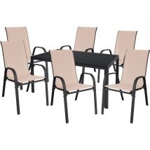 Gartengarnitur 7-teilig 150x90cm Anthrazit/Schwarz 6xStuhl -M691892+6xMMC330883
