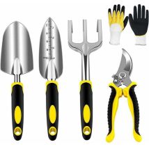 Gartengeräte-set, Gartengeräte Mit Robusten Aluminiumköpfen Und Ergonomischen Griffen, Gartenset Mit Gartenschere, Spaten, Pflanzkelle, 