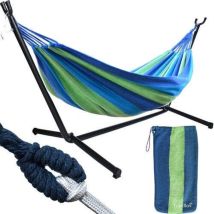 Gartenhängematte 200x150 cm – pulverbeschichteter Stahl – max. Belastung 200 kg – für Garten, Terrasse, Balkon – einfach aufzubauen