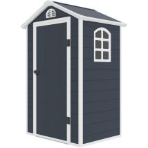 Gartenhaus aus Harz Gardiun New Mara 1,34 m² 134x104x204 cm mit Seitenfenster und 1 Tür 75x173 cm Anthrazitgrau