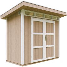 Timbela - Gartenhaus Premium Qualität 3m² - L161xW294cm- All-Inclusive-Set mit Boden, Bitumen-Dachziegeln, Farbset- lp Smartside M901A terra brown