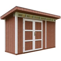 Gartenhaus Premium Qualität 4,3m² - L161xw411cm- All-inclusive-set Mit Boden, Bitumen-dachziegeln, Farbset- Lp Smartside Timbela M902a Redwood Red