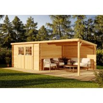 Bricoshop24 - Alpholz Gartenhaus Edda Gartenhaus aus Holz, Holzhaus mit 28 mm Wandstärke inklusive Schleppdach, Blockbohlenhaus mit Montagematerial