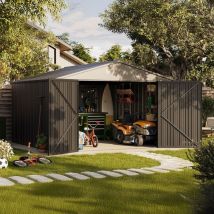 Gartenhaus Metall Pioneer Y130 - Selbsttragende Struktur - Verstärkte Türen - Schloss mit Schlüssel inbegriffen - V-Pfeiler - Außenhütte 12,46m2