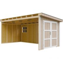 Gartenhaus Premium Qualität 11,47 m² - H231x248x530 cm - Aufbau von LP Smartside Panels – Ohne Boden und Seitenwand – Timbela M940B-TERRA BROWN