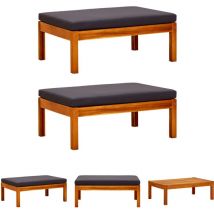 The Living Store Gartenhocker 2 Stk. Massivholz Akazie - Gartenhocker - Grau