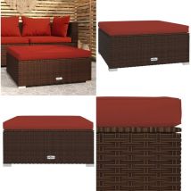 Vidaxl - Gartenhocker mit Kissen Braun 70x70x30 cm Poly Rattan - Gartentisch - Gartenstuhl - Lounge Möbel - Outdoor Furniture - Gartenlounge - Home &