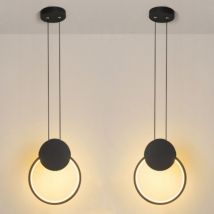 Wottes - led Pendelleuchte Metall Deckenleuchte Schwarz Innenbereich Hängelampe Warmweißes Licht 2 Stücke