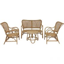 Gartenmöbel, 2 Stühle und 2 Beistelltische für Garten/Terrasse 4 Personen Chillvert Parma 108x72x85 cm Naturrattan und Korbweide