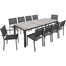 Gartenmöbel für 10 Personen aus Keramik in Holzoptik grau - Tivoli