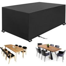 Gartenmöbel-Abdeckung 220x120x80cm 420D Oxford Schwarz Wasserdicht Winddicht Anti-UV Robustes Gewebe Schutzhülle Rechteckige Gartentisch-Abdeckung