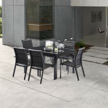 Gartenmöbel Set Modulo t 6 / 10 + f 6 Full Glas Schwarz Wilsa Garden