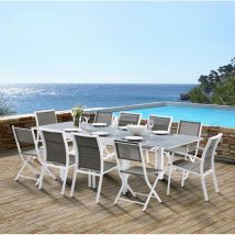 Gartenmöbel Set Modulo t 6/10 + f 6 + c 4 Full Glas Weiß Wilsa Garden