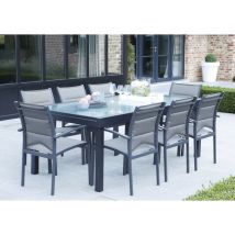 Gartenmöbel Set Modulo t 8/12 + f 8 Full Glas Grau Anthrazit Wilsa Garden