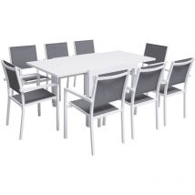 Gartenmöbel VENEZIA ausziehbar 90/180 aus grauem Textilene 8 Sitze - Weißaluminium