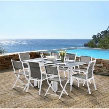 Gartenmöbel Set Modulo t 4 / 8 + f 4 + c 4 Deko Glas Weiß Wilsa Garden Blanc