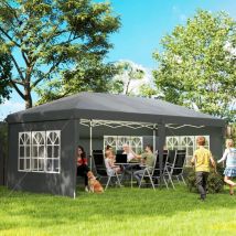 Gartenpavillon 3x6 M Aus Stahl Und Polyester, Grau, Faltbar, Mit 4 Seitenwänden, Uv-schutz, Tragetasche