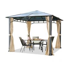 Gartenpavillon Hardtop Sunset Deluxe champagner, 3x3 m, Polycarbonat Dach 8mm Pavillon 4 Seitenteile ca. 9x9 cm Profil
