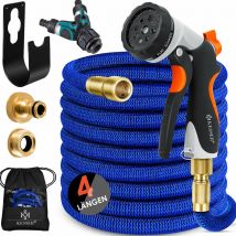 Premium Gartenschlauch Flexibler Wasserschlauch dehnbarer Flexischlauch Blau / 22.5 Meter - Kesser