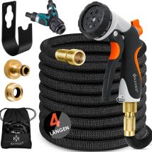 Kesser Premium Gartenschlauch Flexibler Wasserschlauch Dehnbarer Flexischlauch Schwarz / 22.5 Meter