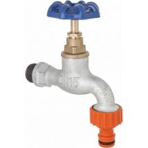 Garten-Pilzhahn aus Gusseisen 3/4" – Einlassgewinde 3/4" MZ – Auslassgewinde 1" – Max. Betriebstemperatur +80°C – Max. statischer Druck 1,0 MPa (10 