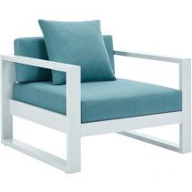 Gartensessel - Aluminium - Weiß mit blauen Kissen - molokai von mylia